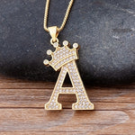 Load image into Gallery viewer, New Luxury Copper Zircon A-Z Crown Alphabet Pendant Chain
