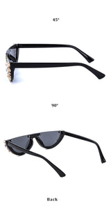 Rhinestone Half Frame Sunglasses