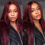 Load image into Gallery viewer, Burgundy Transparent Lace Front Human Hair Wigs
