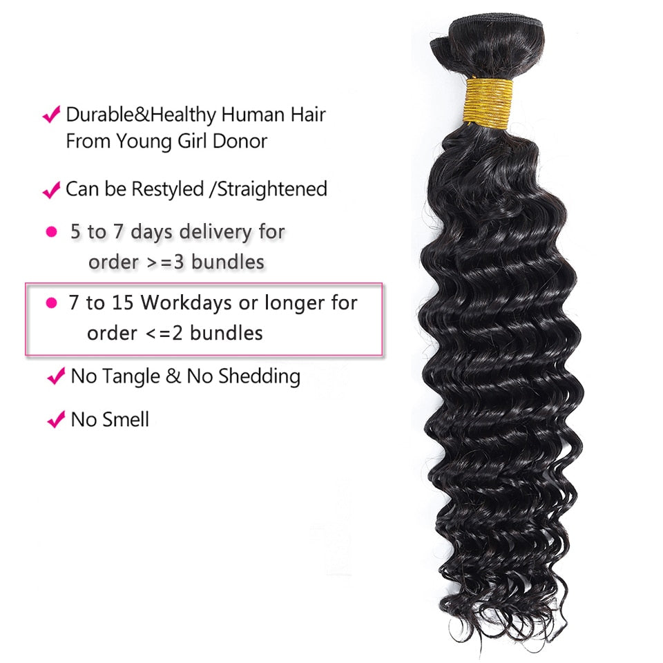 Brazilian Hair Deep Curly Hair Bundles 100% Natural Human