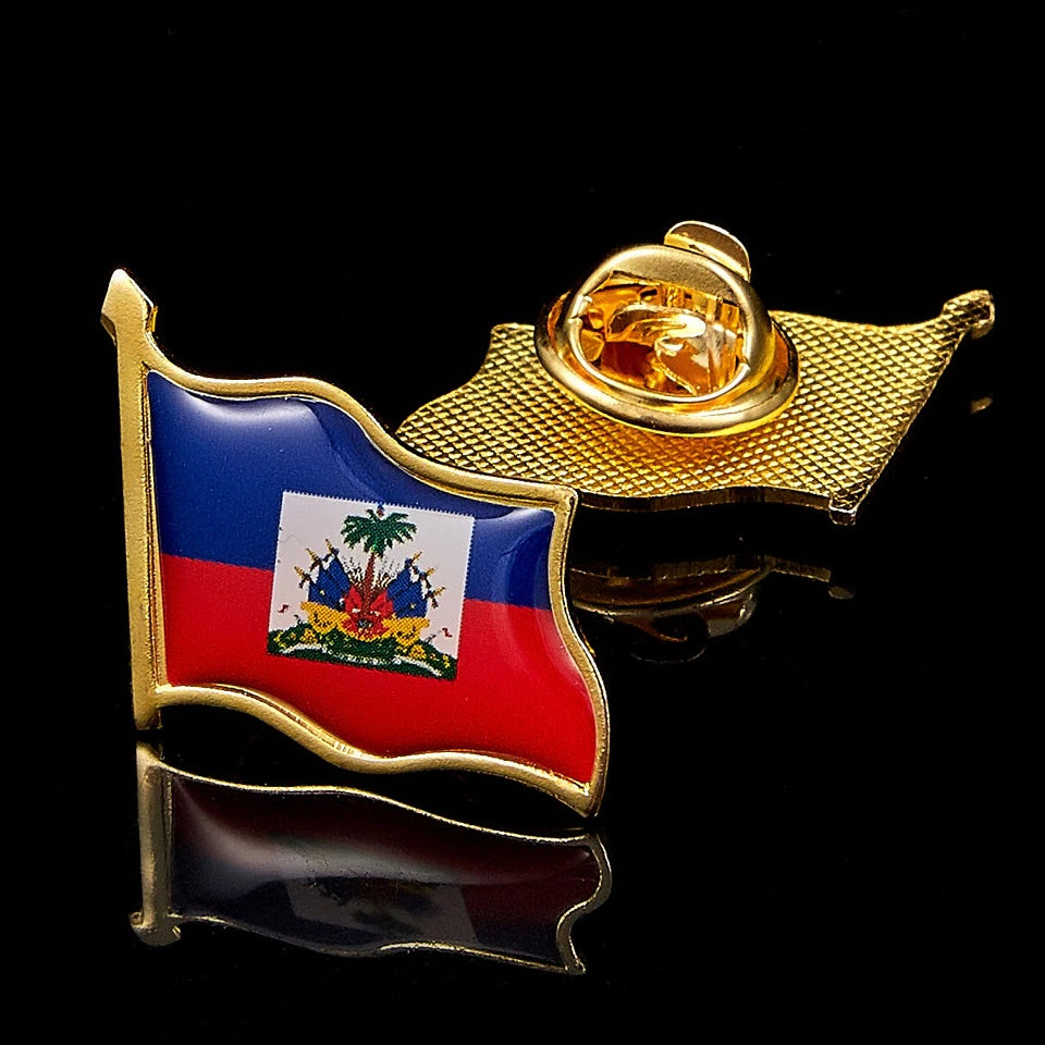 Haiti Flag Lapel Pin Metal Enamel Brooches and Pins Backpack Badge Collar Jewelry