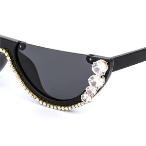 Rhinestone Half Frame Sunglasses