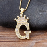 Load image into Gallery viewer, New Luxury Copper Zircon A-Z Crown Alphabet Pendant Chain
