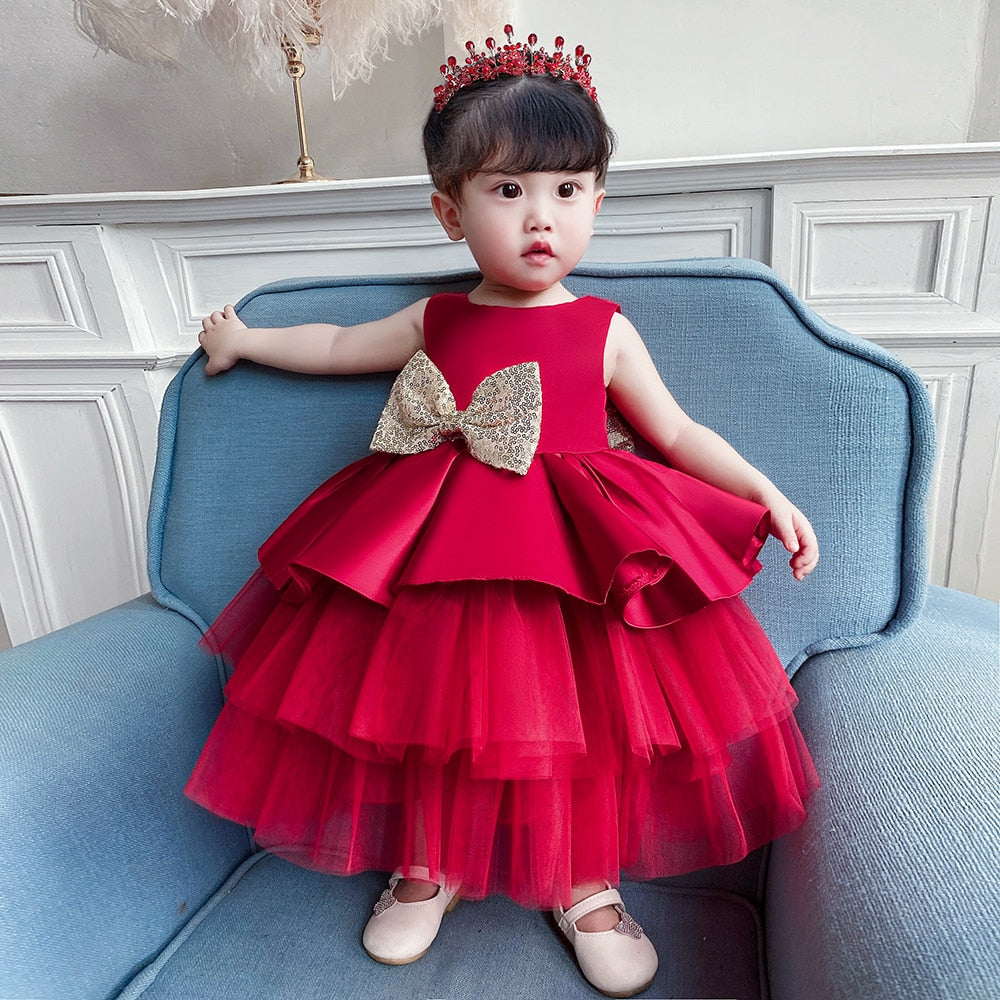 Summer Sequin Big Bow Baby Girl Dress