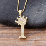 Load image into Gallery viewer, New Luxury Copper Zircon A-Z Crown Alphabet Pendant Chain
