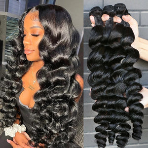 Loose Deep Wave Bundles Peruvian Human Hair Bundles 1/3/4 PCS