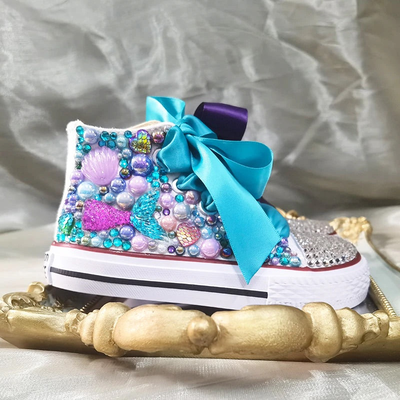 Lollipop Rainbow Candy Canvas Simulation DIY Kids Pearls Sneakers