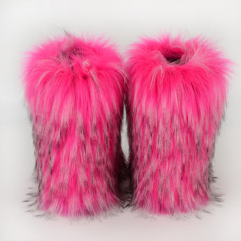 Winter Fluffy Faux Fox Fur Boots