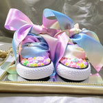 Load image into Gallery viewer, Lollipop Rainbow Candy Canvas Simulation DIY Kids Pearls Sneakers
