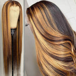 Load image into Gallery viewer, Straight Lace Front Wig Highlight Wig Human Hair Colored Ombre
