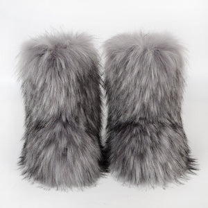 Winter Fluffy Faux Fox Fur Boots