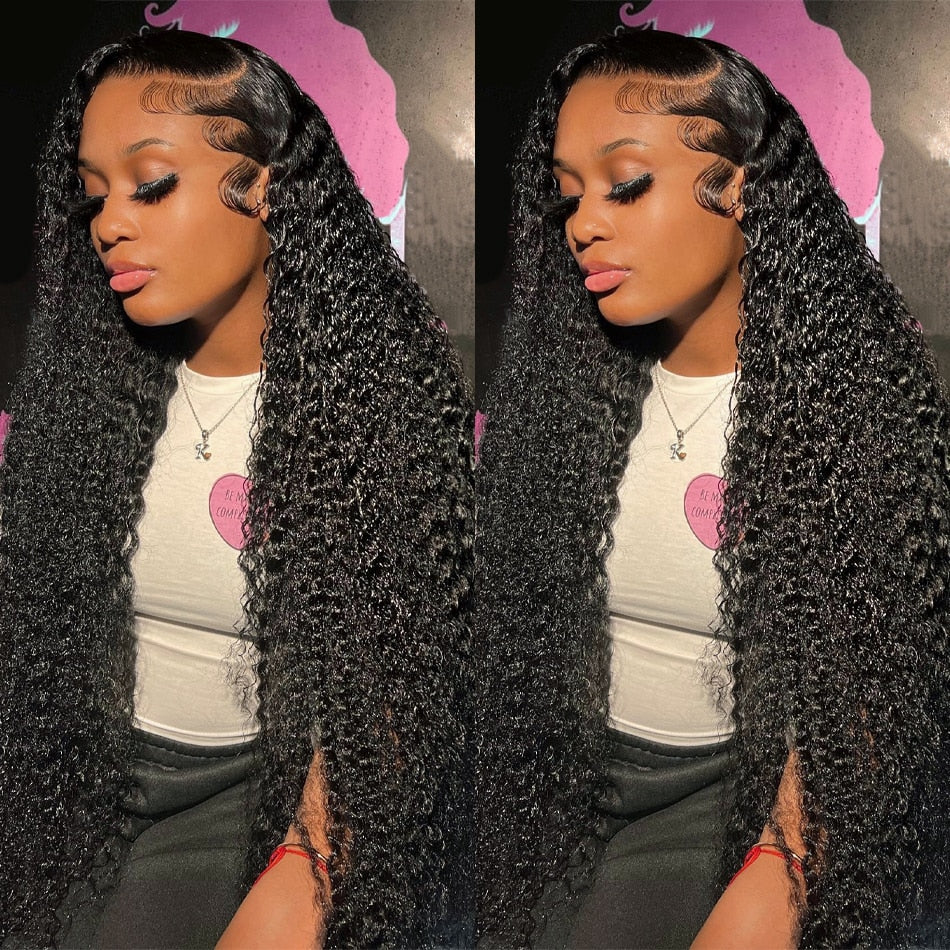 Deep Wave Lace Frontal Wig Hd Curly Human Hair Wigs