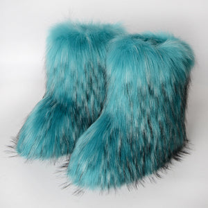 Winter Fluffy Faux Fox Fur Boots