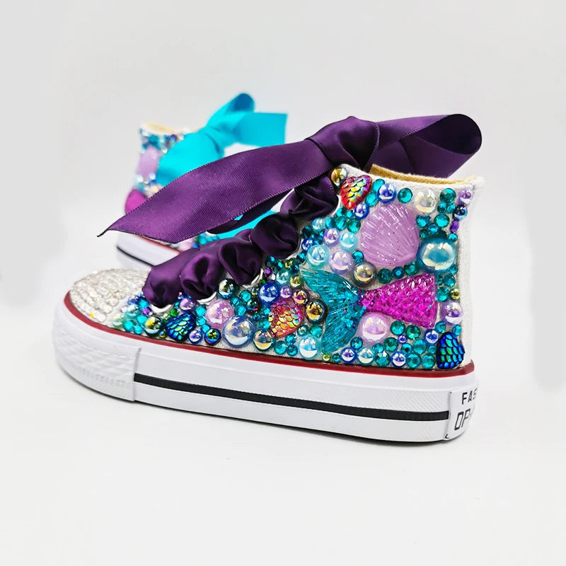 Lollipop Rainbow Candy Canvas Simulation DIY Kids Pearls Sneakers