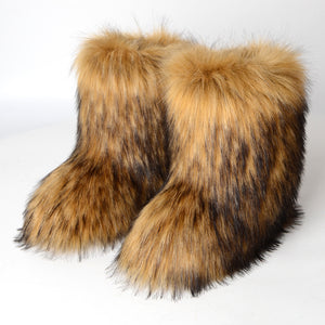 Winter Fluffy Faux Fox Fur Boots