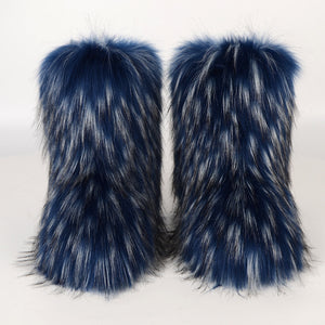 Winter Fluffy Faux Fox Fur Boots