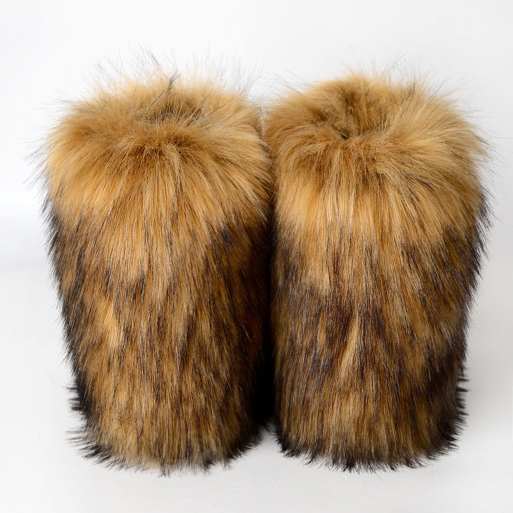 Winter Fluffy Faux Fox Fur Boots