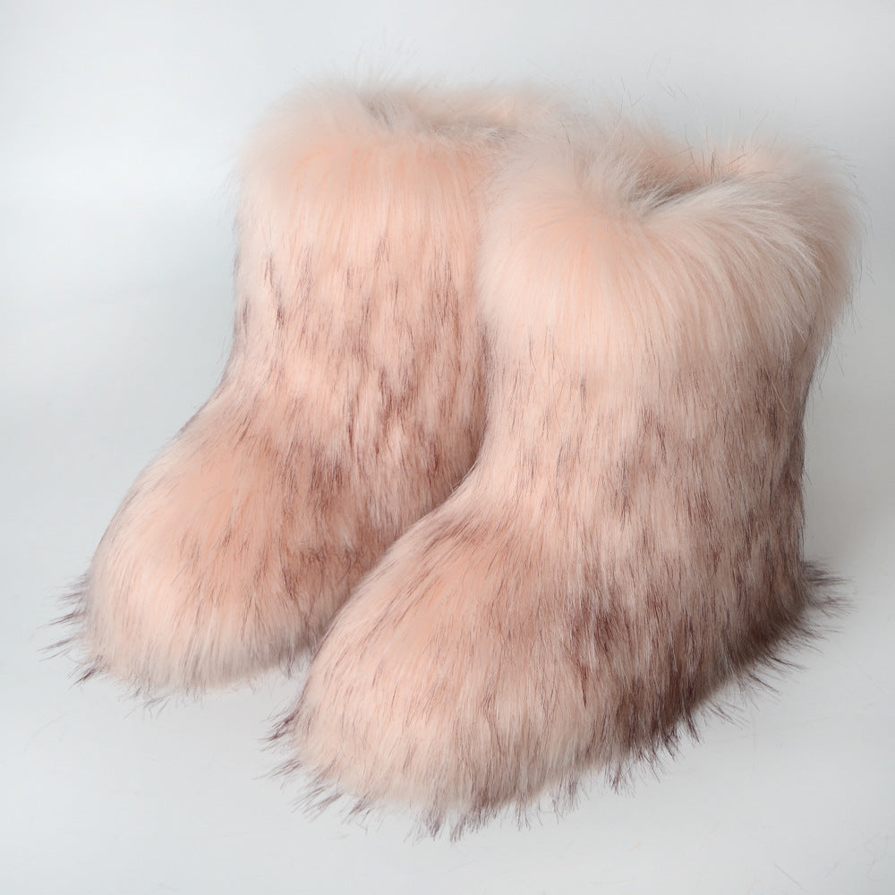 Winter Fluffy Faux Fox Fur Boots