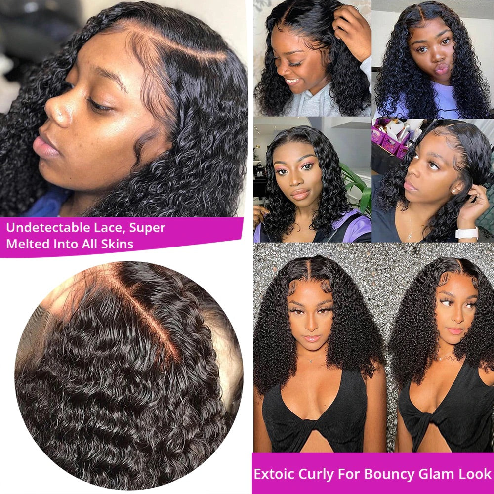 Jerry Curly Short Bob Wigs Lace Frontal Human Hair Wigs