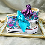 Load image into Gallery viewer, Lollipop Rainbow Candy Canvas Simulation DIY Kids Pearls Sneakers
