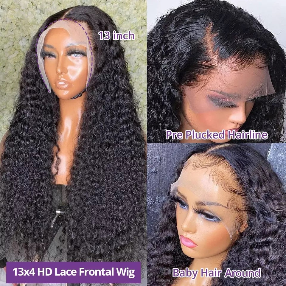 Lace Wig Human Hair Pre Plucked /Curly Deep Water Wave Lace Front Wig