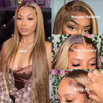 Load image into Gallery viewer, Straight Lace Front Wig Highlight Wig Human Hair Colored Ombre
