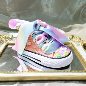 Lollipop Rainbow Candy Canvas Simulation DIY Kids Pearls Sneakers