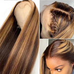 Load image into Gallery viewer, Straight Lace Front Wig Highlight Wig Human Hair Colored Ombre
