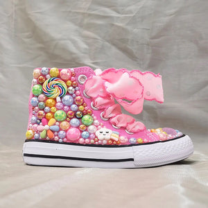 Lollipop Rainbow Candy Canvas Simulation DIY Kids Pearls Sneakers