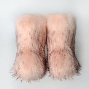 Winter Fluffy Faux Fox Fur Boots