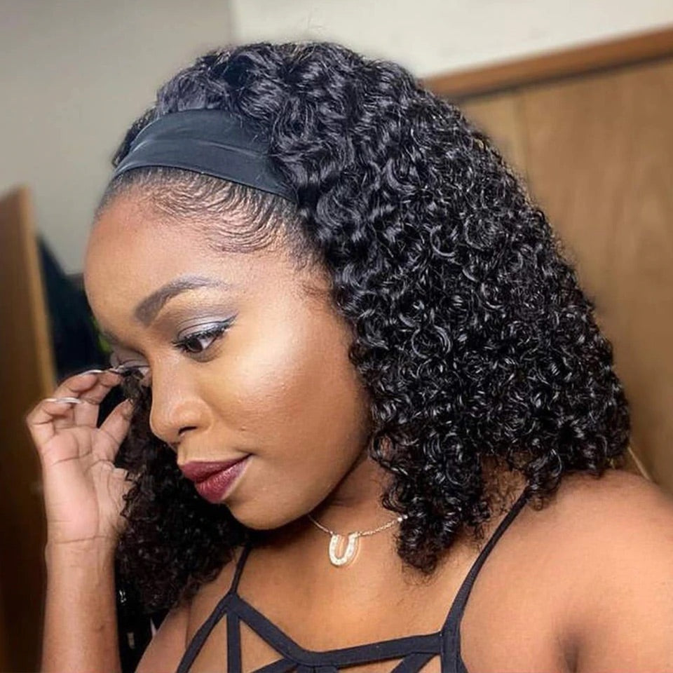 Headband Wig Human Hair Kinky Curly