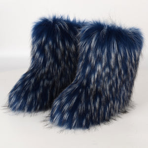 Winter Fluffy Faux Fox Fur Boots