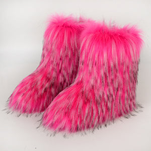 Winter Fluffy Faux Fox Fur Boots