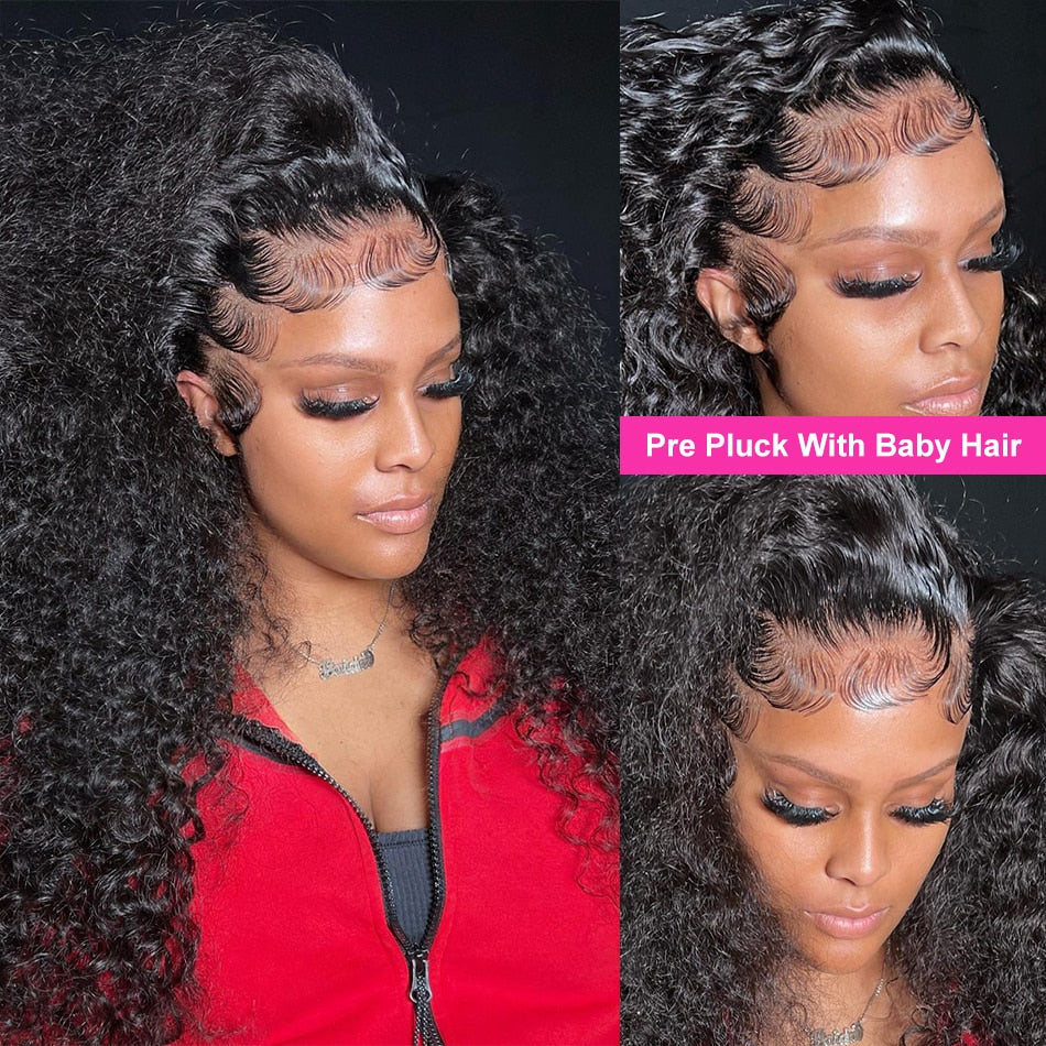 Deep Wave Lace Frontal Wig Hd Curly Human Hair Wigs