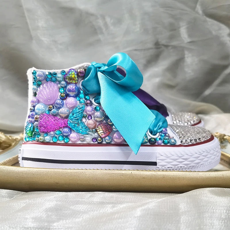 Lollipop Rainbow Candy Canvas Simulation DIY Kids Pearls Sneakers