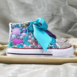 Load image into Gallery viewer, Lollipop Rainbow Candy Canvas Simulation DIY Kids Pearls Sneakers
