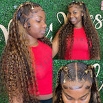 Load image into Gallery viewer, Highlight Honey Brown Curly Lace Front Human Hair Wigs
