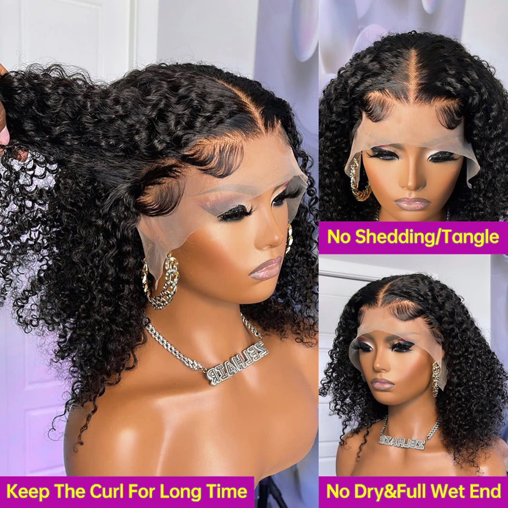 Jerry Curly Short Bob Wigs Lace Frontal Human Hair Wigs