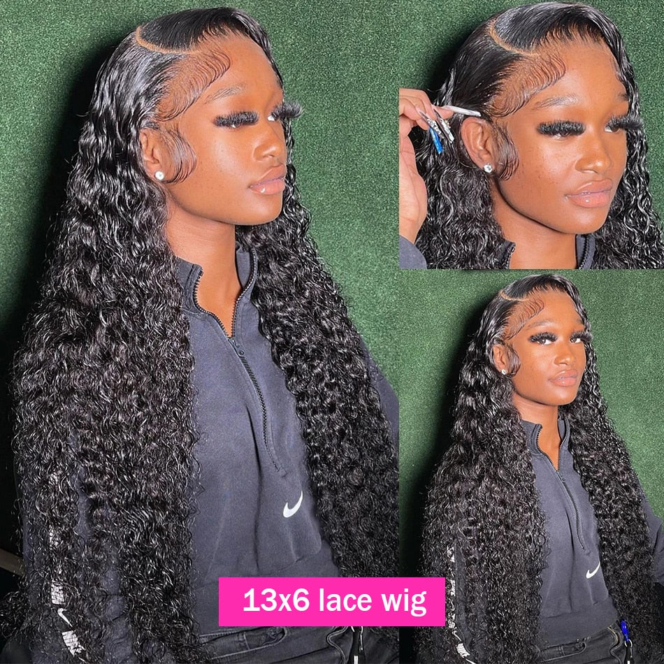 Deep Wave Lace Frontal Wig Hd Curly Human Hair Wigs