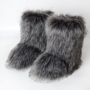 Winter Fluffy Faux Fox Fur Boots