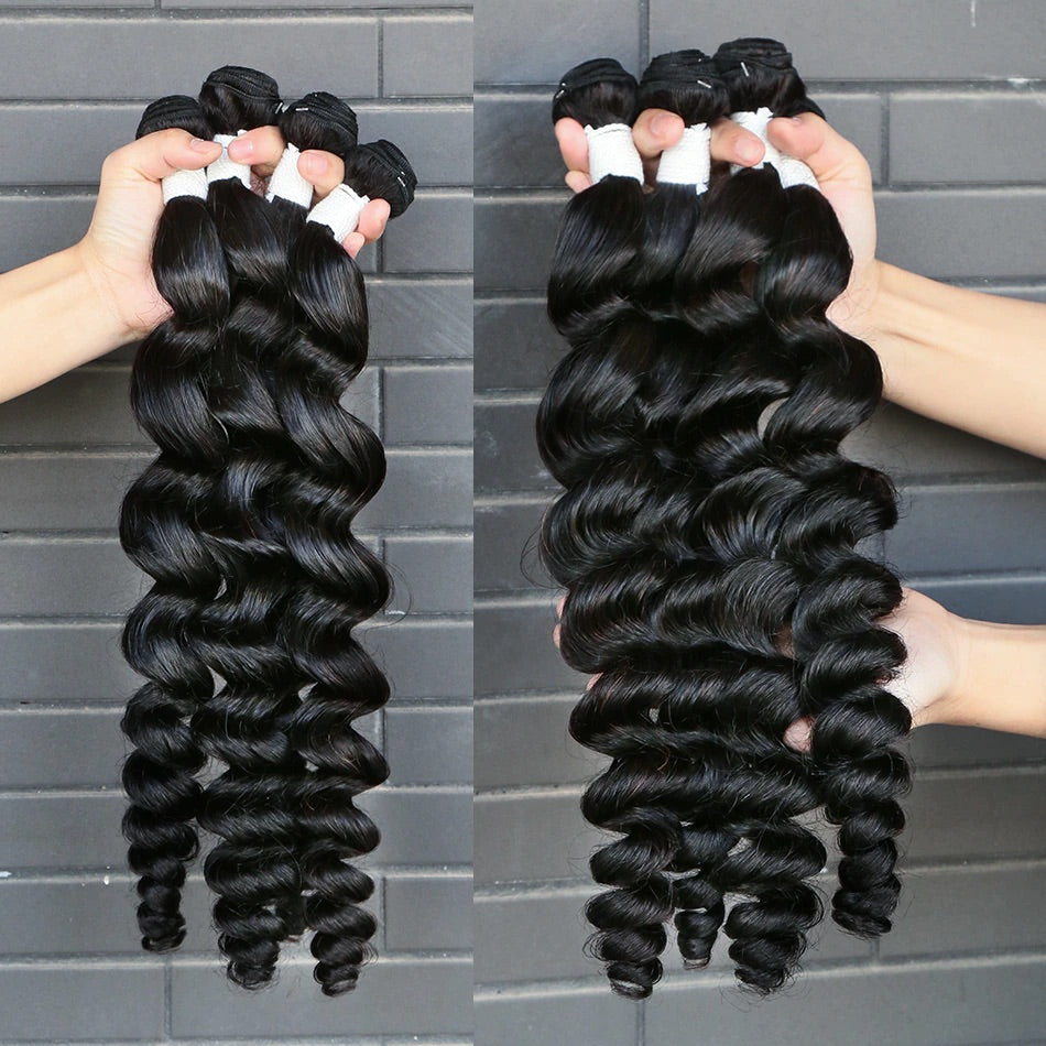 Loose Deep Wave Bundles Peruvian Human Hair Bundles 1/3/4 PCS