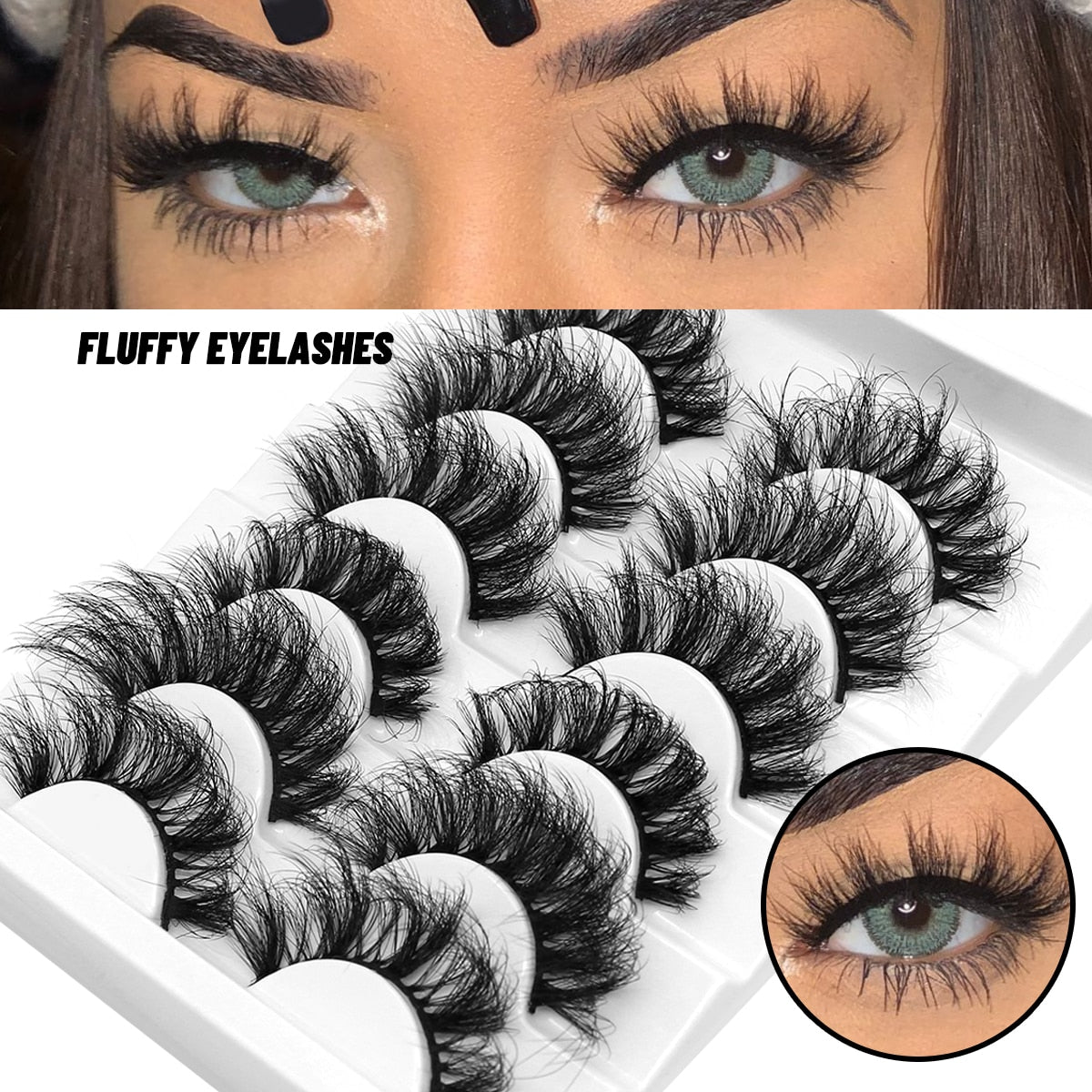 False Eyelashes Cat-Eye Fluffy Faux Mink Lashes 8D