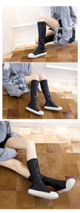 Casual Women Boots Black Over the Knee Boots