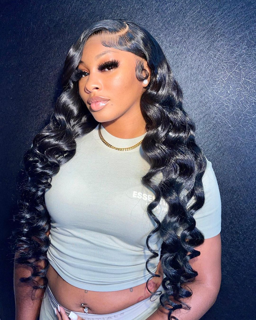 Loose Deep Wave  Transparent Lace Frontal Wig Human Hair Pre Plucked