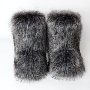 Winter Fluffy Faux Fox Fur Boots