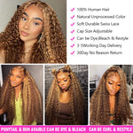 Load image into Gallery viewer, Highlight Honey Brown Curly Lace Front Human Hair Wigs
