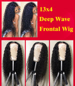 Load image into Gallery viewer, HD Transparent Deep Wave Lace Frontal Wig Curly Human Hair
