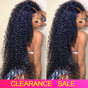 HD Transparent Deep Wave Lace Frontal Wig Curly Human Hair