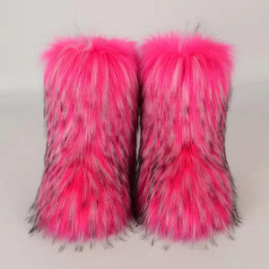 Winter Fluffy Faux Fox Fur Boots