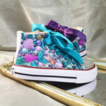 Load image into Gallery viewer, Lollipop Rainbow Candy Canvas Simulation DIY Kids Pearls Sneakers
